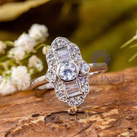 Old European Cut CZ Stone Vintage Edwardian Ring