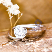 Bypass Shank Round Moissanite Solitaire Classic Ring