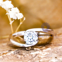 Bypass Shank Round Moissanite Solitaire Classic Ring