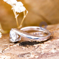 Bypass Shank Round Moissanite Solitaire Classic Ring