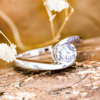 Bypass Shank Round Moissanite Solitaire Classic Ring