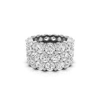 Round Moissanite Three Row Eternity Wide Band