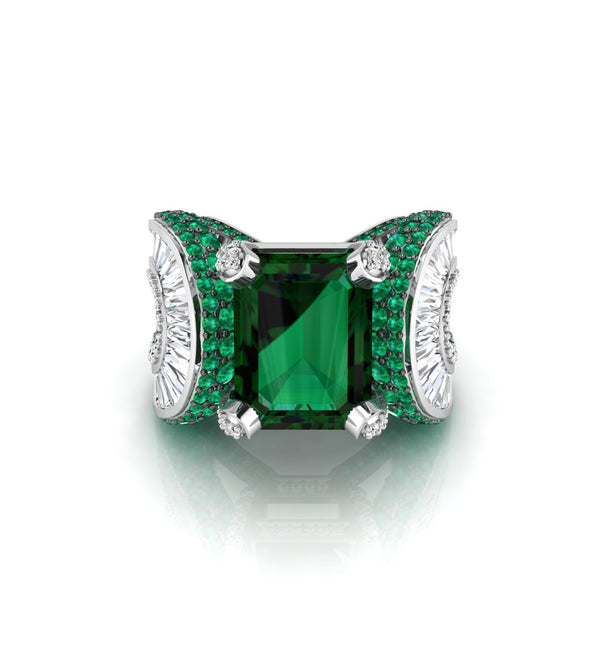 Emerald Cut CZ Stone Channel Setting Cocktail Ring