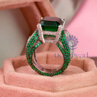 Emerald Cut CZ Stone Channel Setting Cocktail Ring