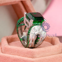 Emerald Cut CZ Stone Channel Setting Cocktail Ring