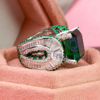 Emerald Cut CZ Stone Channel Setting Cocktail Ring