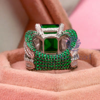 Emerald Cut CZ Stone Channel Setting Cocktail Ring