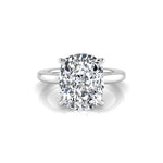 Cushion Cut Moissanite Hidden Halo Classic Ring