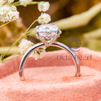 Cushion Cut Moissanite Hidden Halo Classic Ring