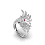 Round CZ Stone Swan Ring For Birthday Gift