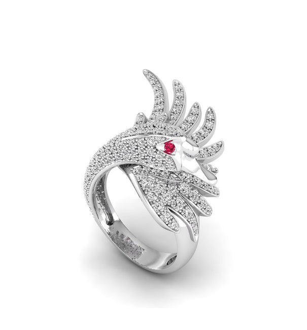 Round CZ Stone Swan Ring For Birthday Gift