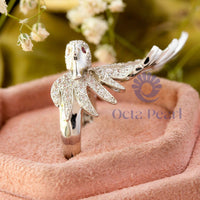 Round CZ Stone Swan Ring For Birthday Gift