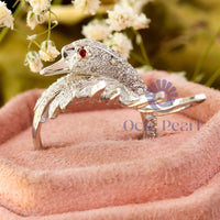 Round CZ Stone Swan Ring For Birthday Gift