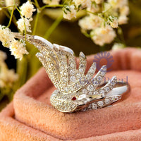 Round CZ Stone Swan Ring For Birthday Gift