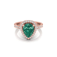Pear Cut CZ Stone Teardrop Halo Ring For Proposal