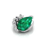 Green Pear Stone Bypass Swirl Style Wedding Ring