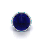 Round Shape Blue Cabochon Dome Party Wear Ring