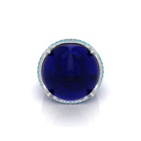 Round Shape Blue Cabochon Dome Party Wear Ring