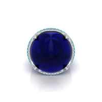 Round Shape Blue Cabochon Dome Party Wear Ring