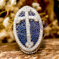 Round CZ Stone Christian Cross Ring For Christmas