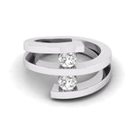 Round Cut Moissanite Tension Set Bypass Shank Two Stone Wedding Ring