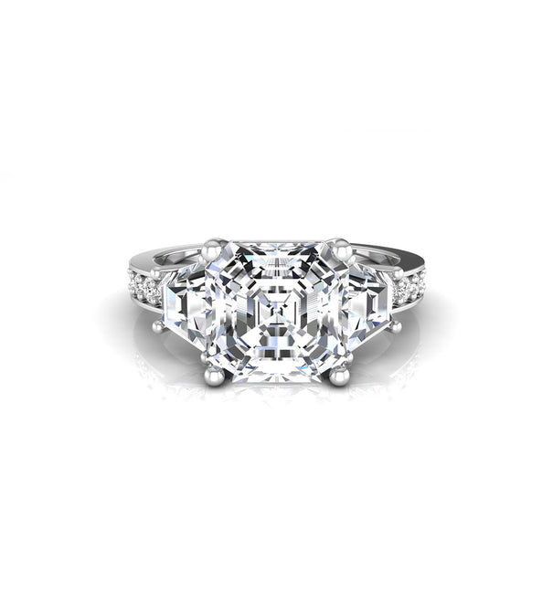 Baguette CZ Three Stone With Accent