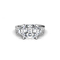 Three Stone Accent Ring Asscher & Baguette Cut