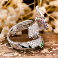 Round CZ Stone Flower Inspired Finger Wrap Ring