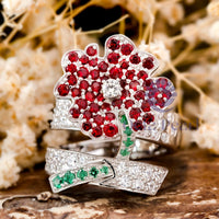 Round CZ Stone Flower Inspired Finger Wrap Ring