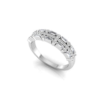 Baguette & Round Cut Moissanite Dot Dash Half Eternity Band Ring