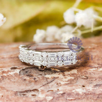 Baguette & Round CZ Stone Half Eternity Band Ring