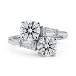 Bypass Shank Round & Baguette Stone Proposal Ring