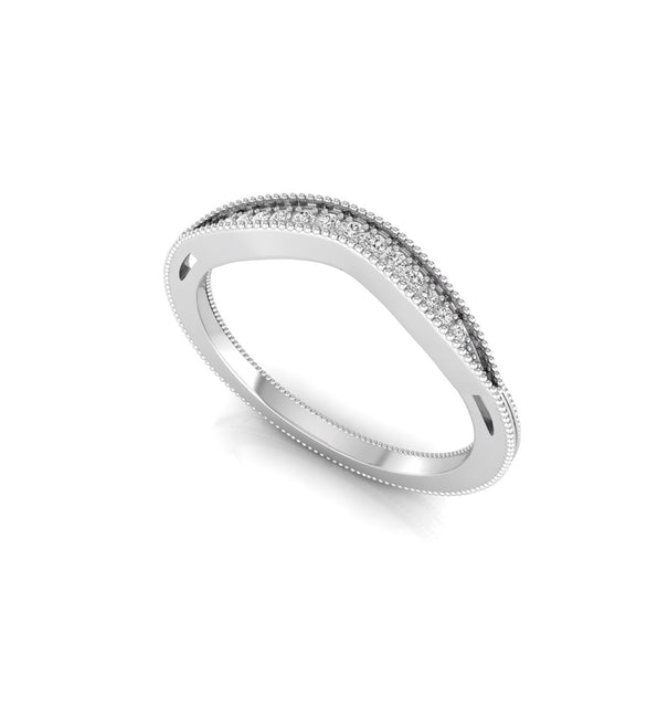 Round Moissanite Milgrain Art Deco Curved Band