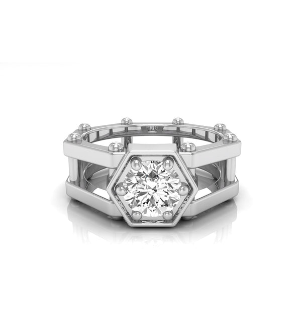 Round Moissanite Octagon Shape Solitaire Ring