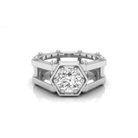 Round Moissanite Octagon Shape Solitaire Ring