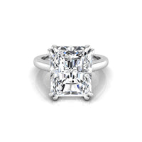 Radiant Cut Moissanite Hidden Halo Wedding Ring