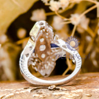 Round CZ Stone Openwork Art Deco Navette Ring