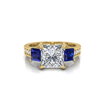 Three Stone Ring With Princess CZ Stone