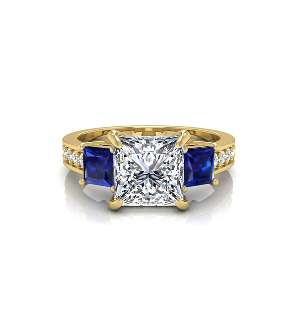 Three Stone Ring With Princess CZ Stone