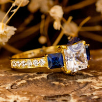 Three Stone Ring With Princess CZ Stone