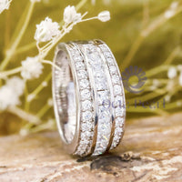 Princess & Round Stone Channel Set Wedding Band