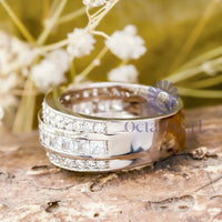 Princess & Round Stone Channel Set Wedding Band