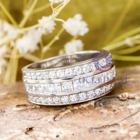 Princess & Round Stone Channel Set Wedding Band