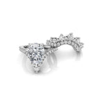 Pear Cut Moissanite Chevron Curved Bridal Ring Set