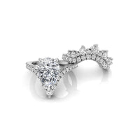 Pear Cut Moissanite Chevron Curved Bridal Ring Set