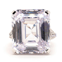 Emerald Cut CZ Stone Hidden Halo Split Shank Ring