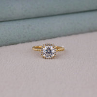 Cushion Moissanite Halo Twisted Rope Style Ring