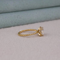 Cushion Moissanite Halo Twisted Rope Style Ring