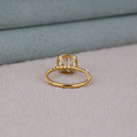 Cushion Moissanite Halo Twisted Rope Style Ring