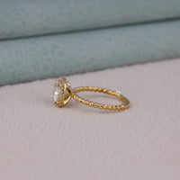 Cushion Moissanite Halo Twisted Rope Style Ring